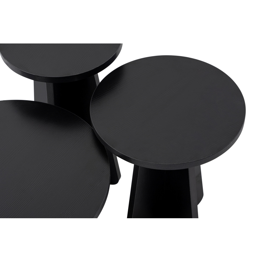 CONJUNTO 3x Mesas de cabeceira LUME diâmetro 28/33/43 cm preto