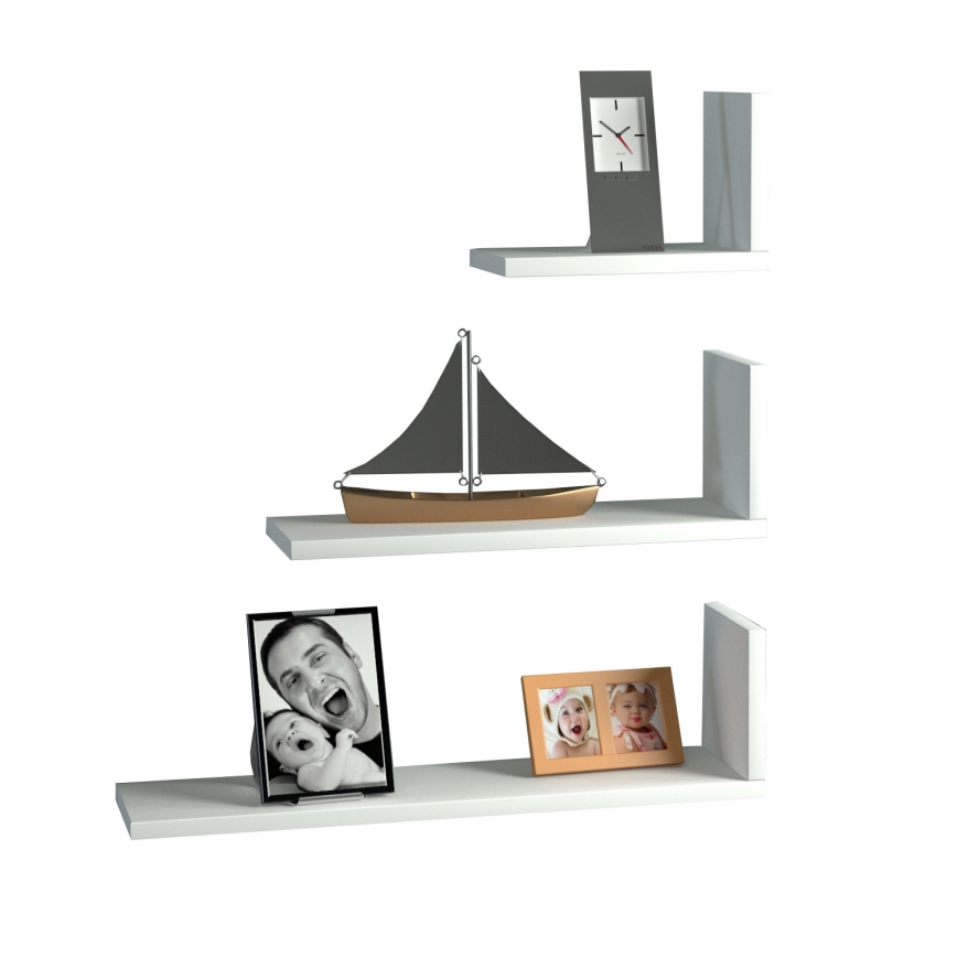 CONJUNTO 3x Prateleira de parede ATLAS branco