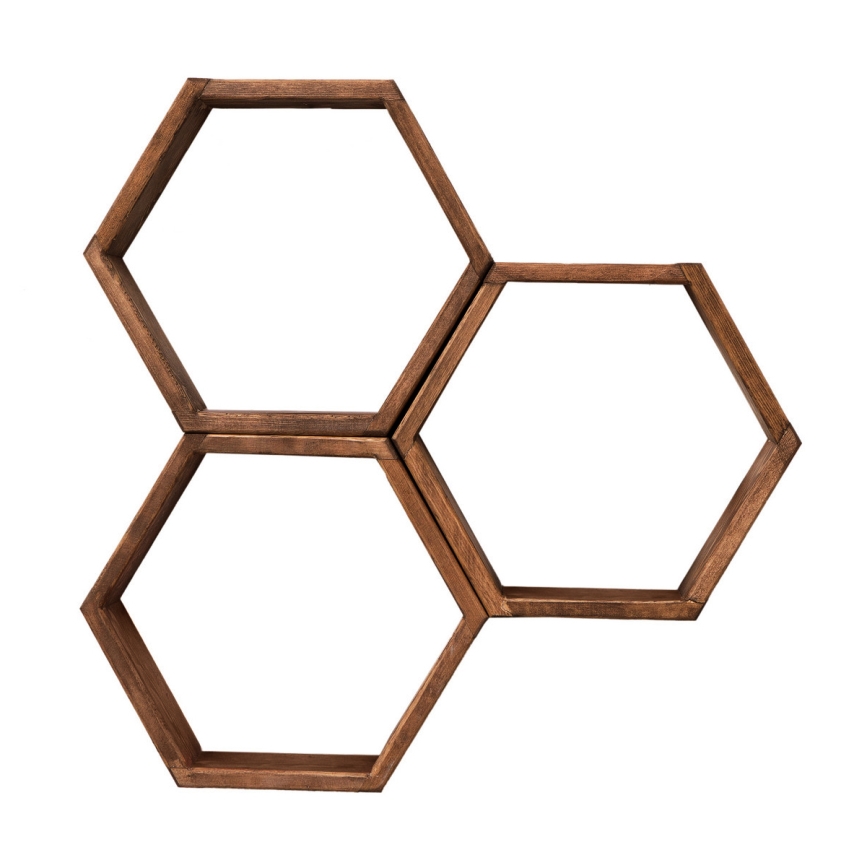CONJUNTO 3x Prateleira de parede ELFO 38x58 cm castanho