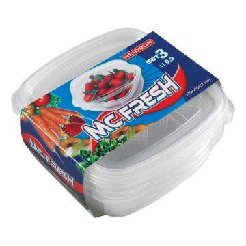 CONJUNTO 3x Recipientes para alimentos 0,9 l transparente