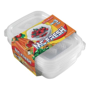 CONJUNTO 3x Recipientes para alimentos 0,9 l transparente