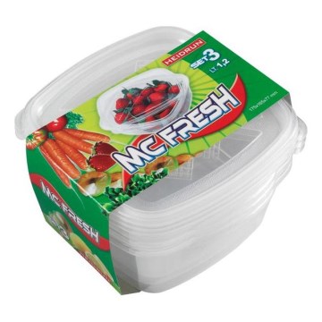 CONJUNTO 3x Recipientes para alimentos 1,2 l transparente