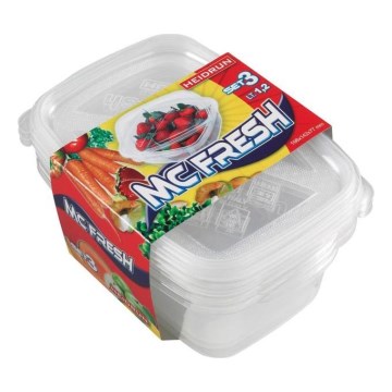 CONJUNTO 3x Recipientes para alimentos 1,2 l transparente
