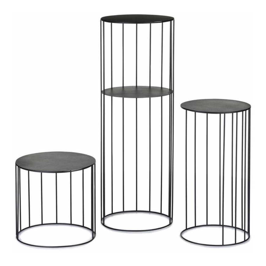 CONJUNTO 3x Suporte para plantas LOFT preto