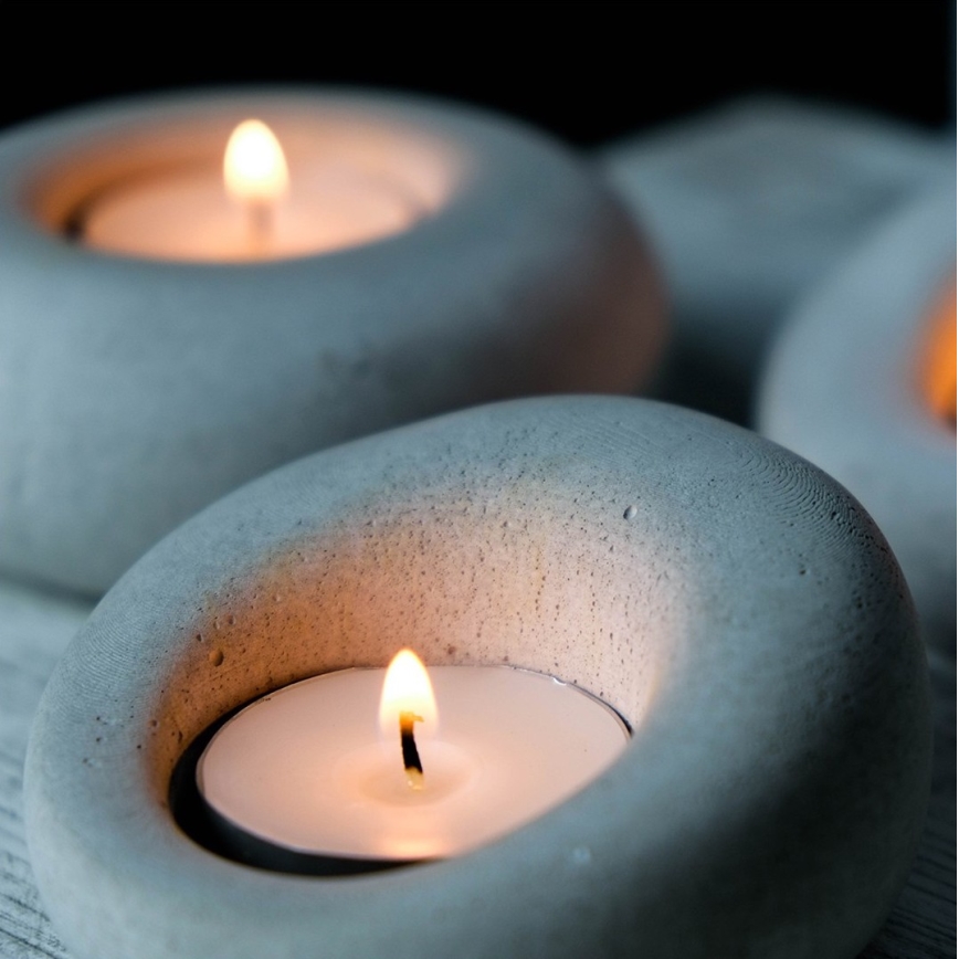 CONJUNTO 3x Suporte para velas de chá 10cm/9cm/8cm betão