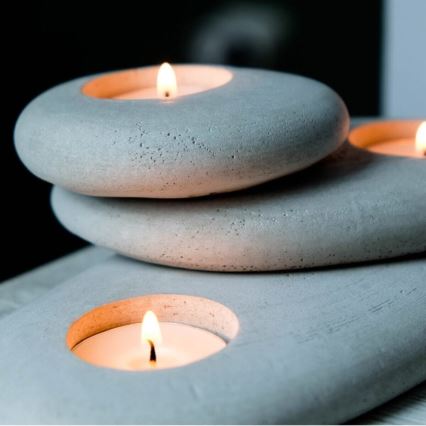 CONJUNTO 3x Suporte para velas de chá 21,5cm/15cm/9cm betão