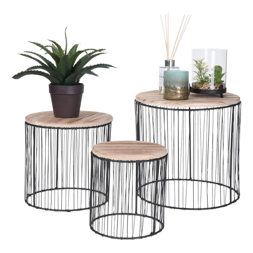 CONJUNTO 3x Suportes para flores diâmetro 19/23/28 cm preto/bege