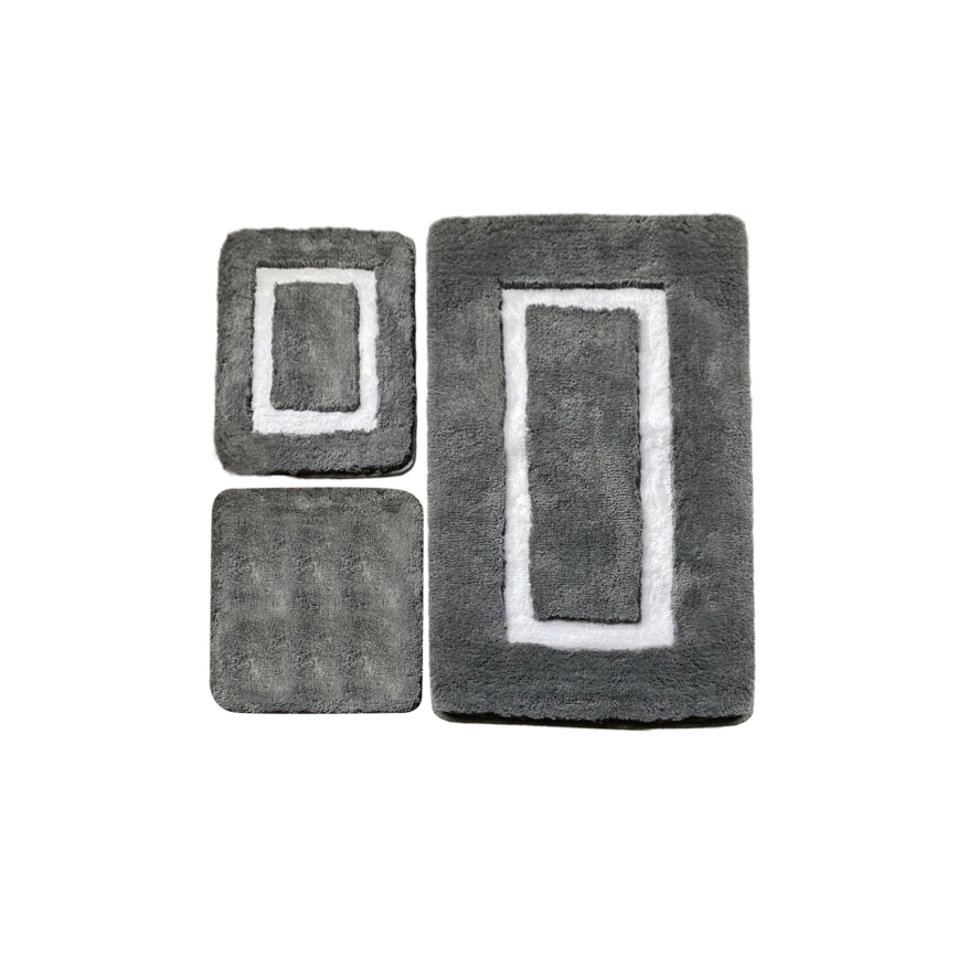 CONJUNTO 3x Tapetes para casa de banho 60/60/100 cm antracite