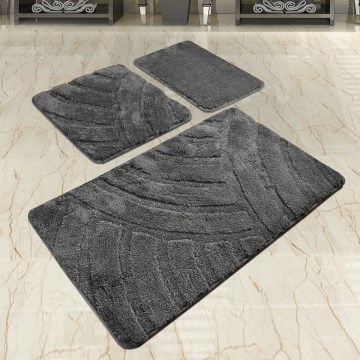 CONJUNTO 3x Tapetes para casa de banho ALYA 60/60/100 cm antracite