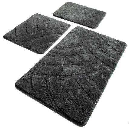 CONJUNTO 3x Tapetes para casa de banho ALYA 60/60/100 cm antracite