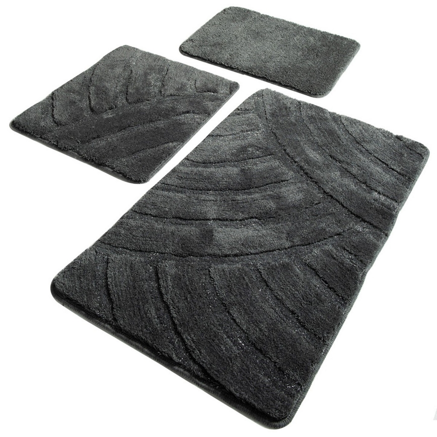 CONJUNTO 3x Tapetes para casa de banho ALYA 60/60/100 cm antracite