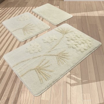 CONJUNTO 3x Tapetes para casa de banho ORKIDE 60/60/100 cm bege