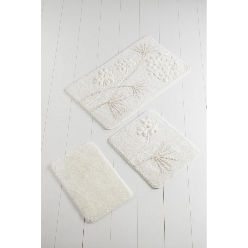CONJUNTO 3x Tapetes para casa de banho ORKIDE 60/60/100 cm bege