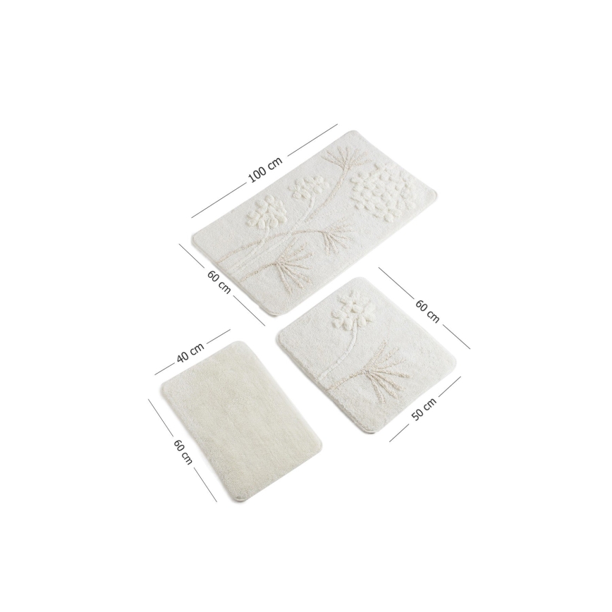 CONJUNTO 3x Tapetes para casa de banho ORKIDE 60/60/100 cm bege