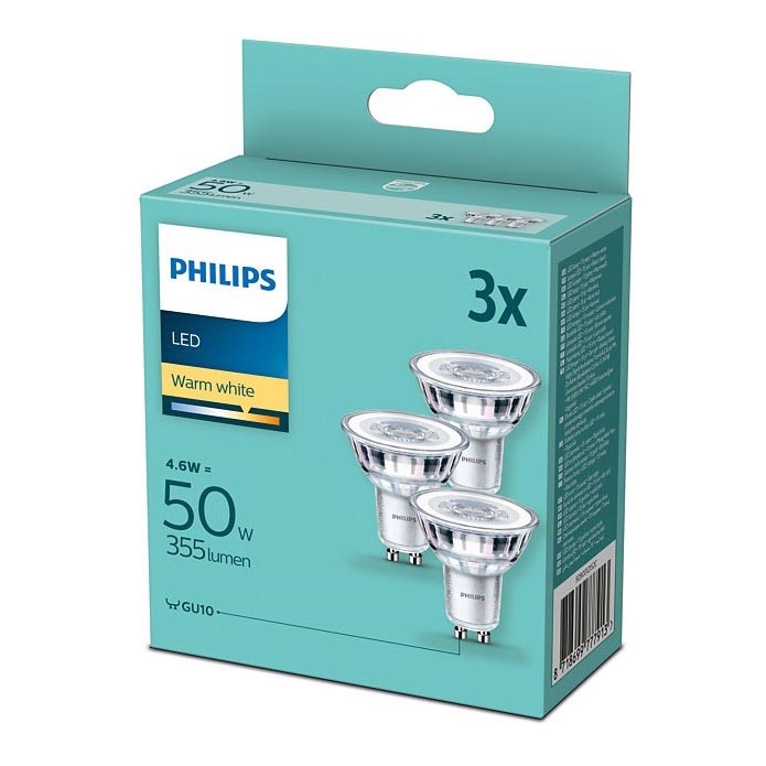 CONJUNTO 3xLâmpada LED Philips GU10/4,6W/230V 2700K