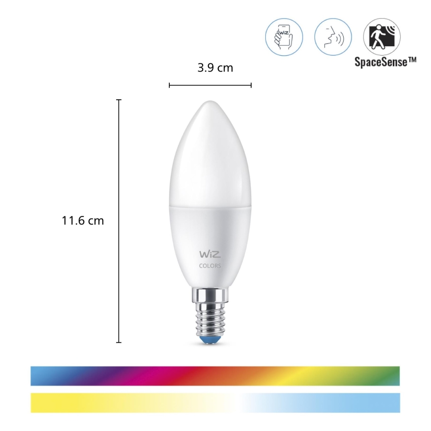 CONJUNTO 3x Lâmpada LED RGBW com regulação C37 E14/4,9W/230V 2200-6500K CRI 90 Wi-Fi - WiZ