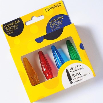 CONJUNTO 4 x Lâmpada de substituição ASTERIA E10/14V/0,1A colorido mix Fabricado na Europa