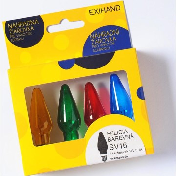 CONJUNTO 4 x Lâmpada de substituição FELICIA E10/14V/0,1A colorido Fabricado na Europa