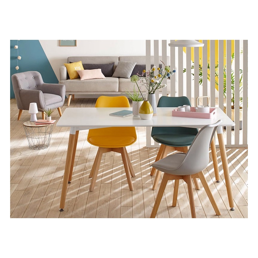 CONJUNTO 4x Cadeira de refeição BAYA faia/cinzento claro