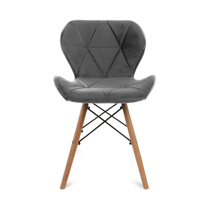 CONJUNTO 4x Cadeira de refeição TRIGO 74x48 cm cinzento claro/faia