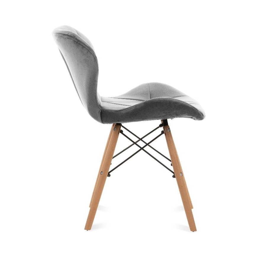 CONJUNTO 4x Cadeira de refeição TRIGO 74x48 cm cinzento claro/faia