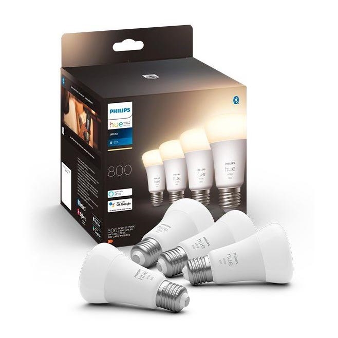 CONJUNTO 4x Lâmpada LED com regulação Philips Hue WHITE A60 E27/9W/230V 2700K