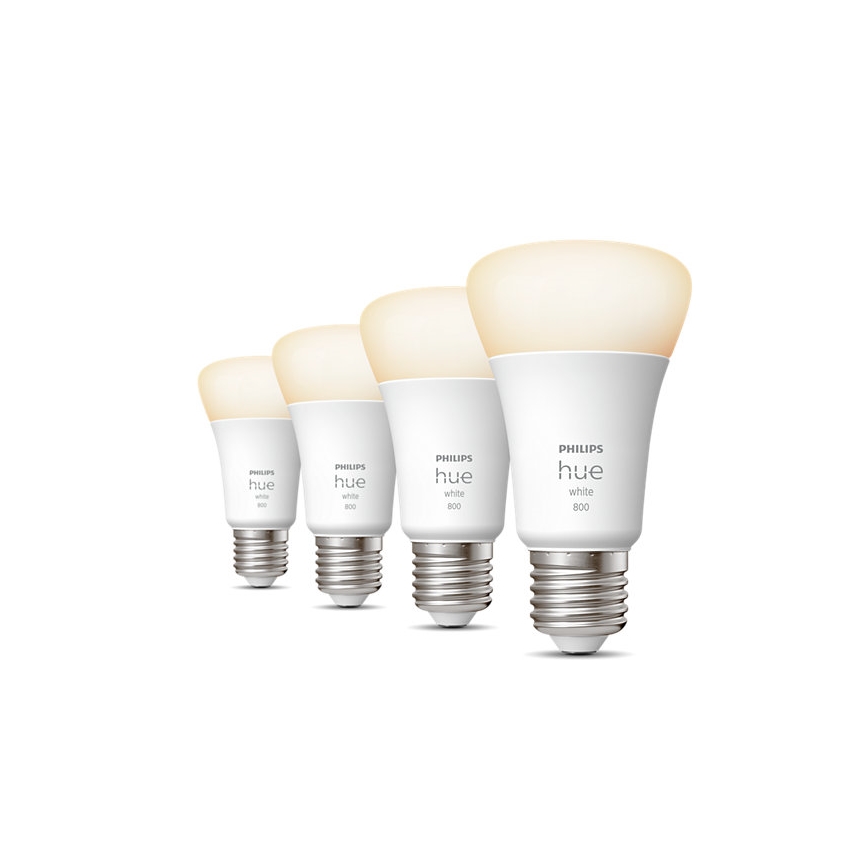 CONJUNTO 4x Lâmpada LED com regulação Philips Hue WHITE A60 E27/9W/230V 2700K