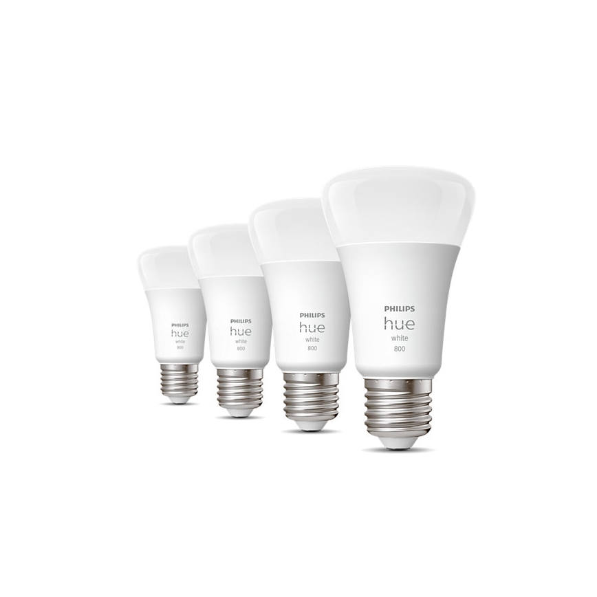 CONJUNTO 4x Lâmpada LED com regulação Philips Hue WHITE A60 E27/9W/230V 2700K