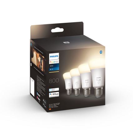 CONJUNTO 4x Lâmpada LED com regulação Philips Hue WHITE A60 E27/9W/230V 2700K
