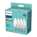 CONJUNTO 4x Lâmpada LED Philips B35 E14/5W/230V 2700K