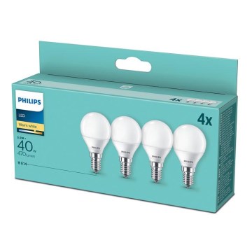 CONJUNTO 4x Lâmpada LED Philips P45 E14/5,5W/230V 2700K