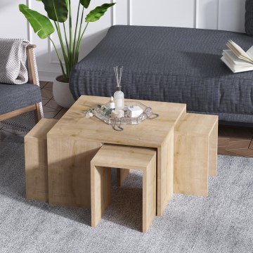 CONJUNTO 4x Mesa de apoio ORTANCA + mesa de centro bege