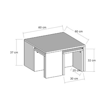 CONJUNTO 4x Mesa de apoio ORTANCA + mesa de centro bege