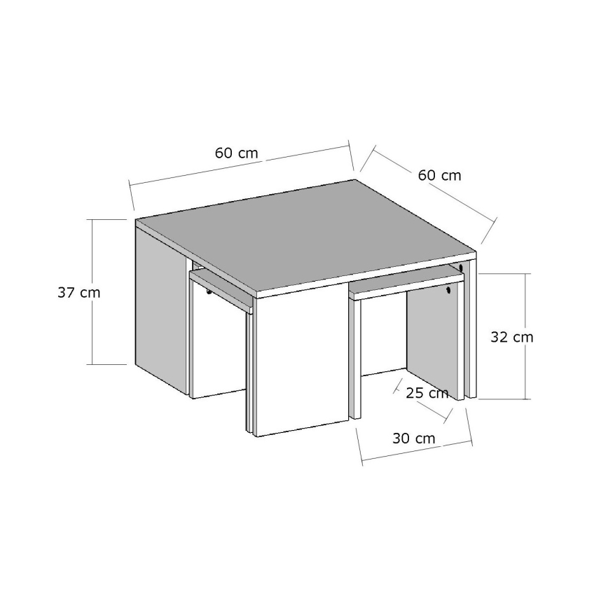 CONJUNTO 4x Mesa de apoio ORTANCA + mesa de centro bege