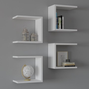 CONJUNTO 4x Prateleira de parede BASE 30x30 cm branco