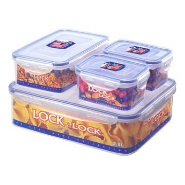 CONJUNTO 4x Recipientes para alimentos LOCK 0,47/1/3,9 l azul/transparente