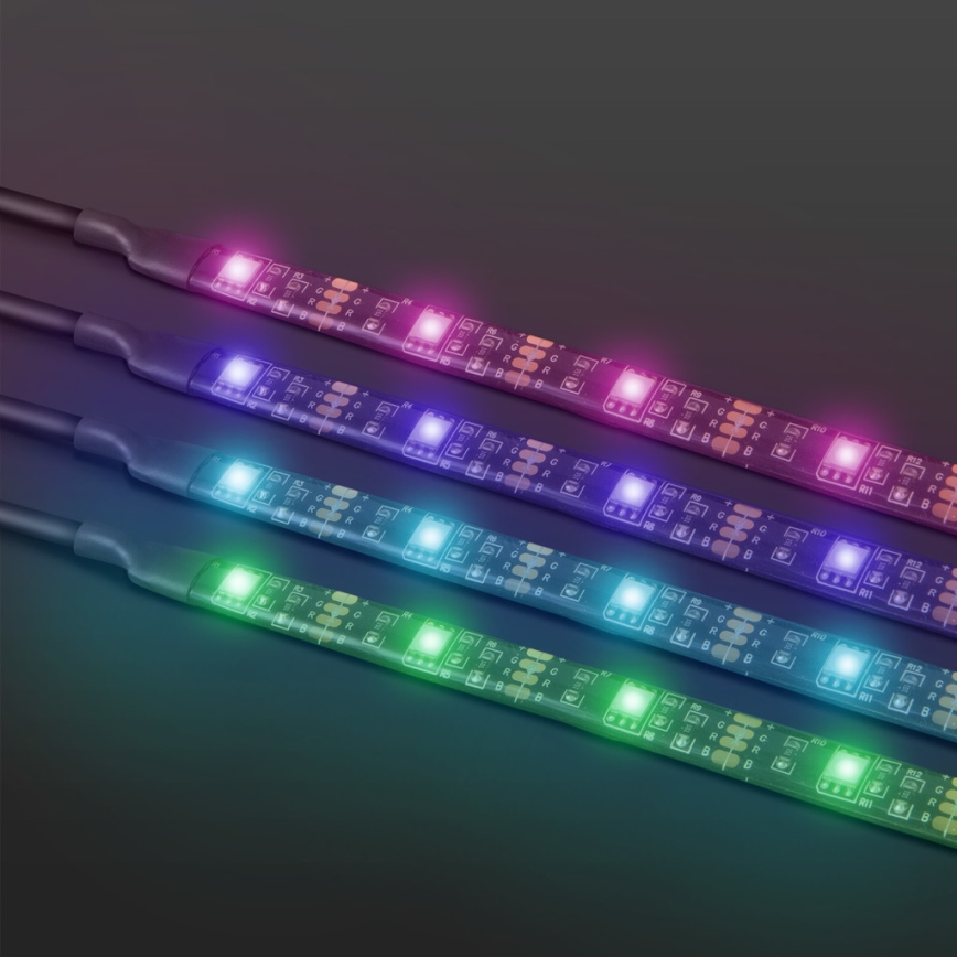 CONJUNTO 4x Tira LED RGB com regulação 2x37cm 2x70cm LED/2,66/5,04W/5V IP65 + controlo remoto