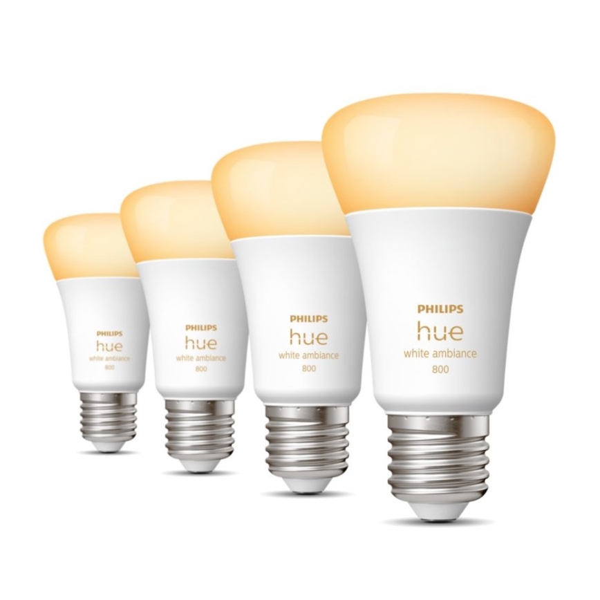 CONJUNTO 4xLâmpada LED com regulação Philips Hue WHITE AMBIANCE E27/6W/230V 2200-6500K