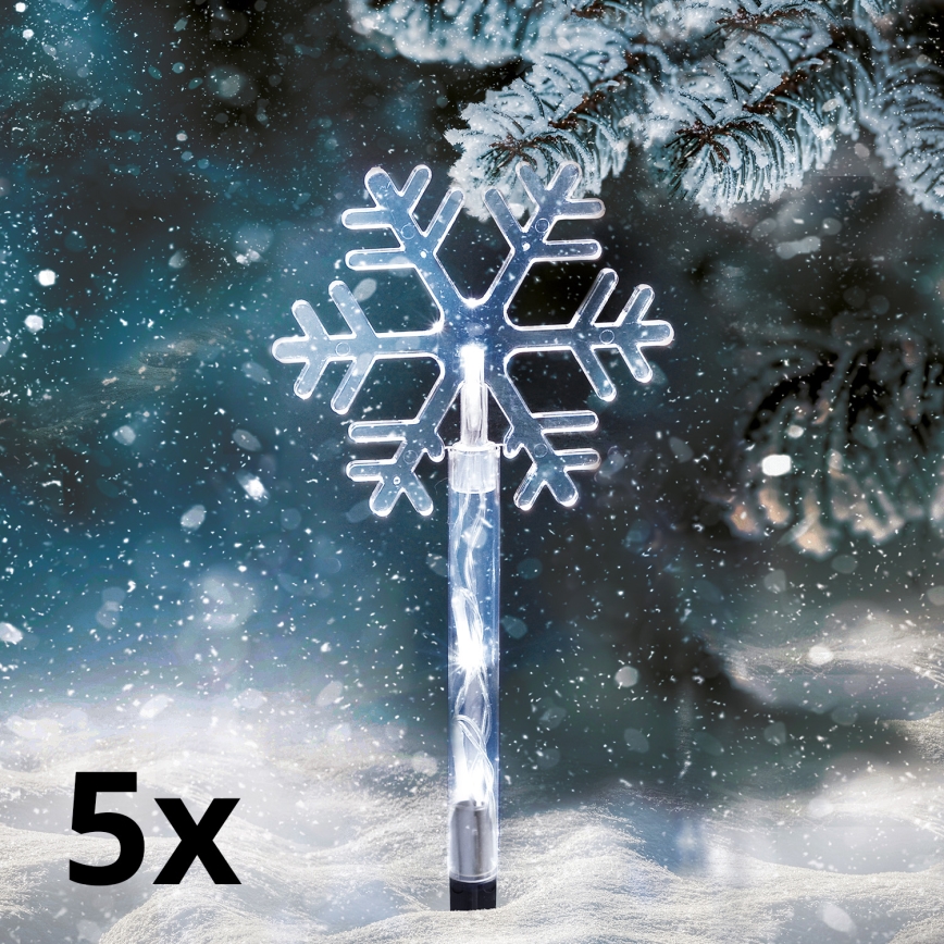 CONJUNTO 5x Candeeiro de Natal LED para exterior LED/3xAA/branco frio IP44