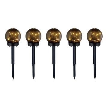 CONJUNTO 5x Candeeiros solar LED 5xLED/0,12W/1,2V 3000K IP44 preto