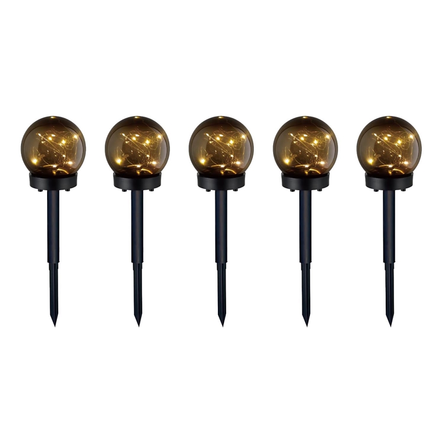 CONJUNTO 5x Candeeiros solar LED 5xLED/0,12W/1,2V 3000K IP44 preto