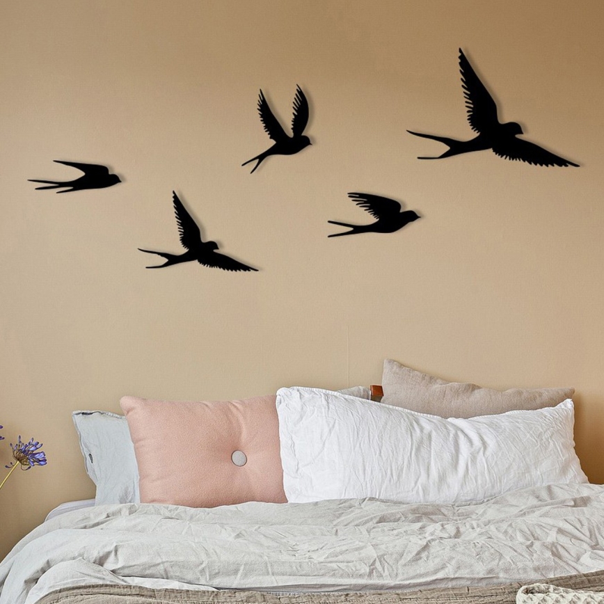 CONJUNTO 5x Decorações de parede com pássaros em metal