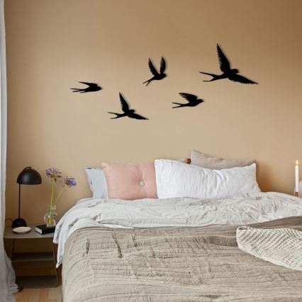 CONJUNTO 5x Decorações de parede com pássaros em metal