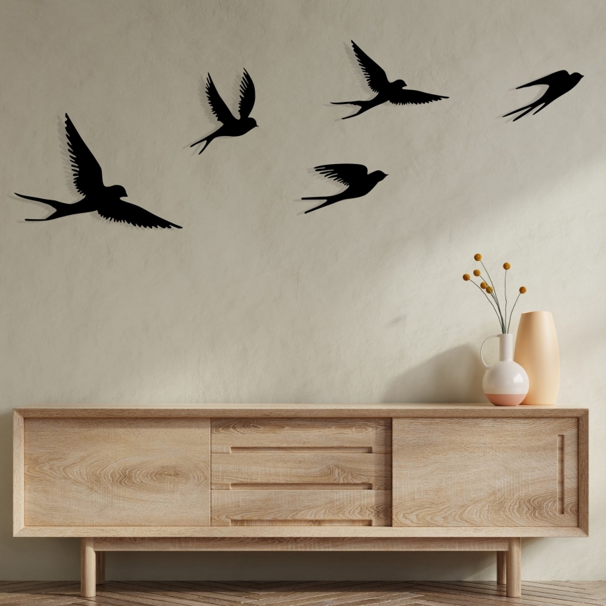 CONJUNTO 5x Decorações de parede com pássaros em metal