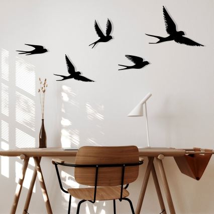CONJUNTO 5x Decorações de parede com pássaros em metal