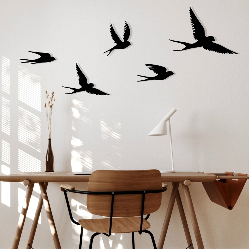 CONJUNTO 5x Decorações de parede com pássaros em metal
