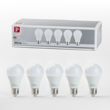 CONJUNTO 5x Lâmpadas LED A60 E27/9W/230V 2700K - Paulmann 28780