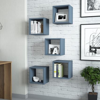 CONJUNTO 5x Prateleira de parede BOX azul
