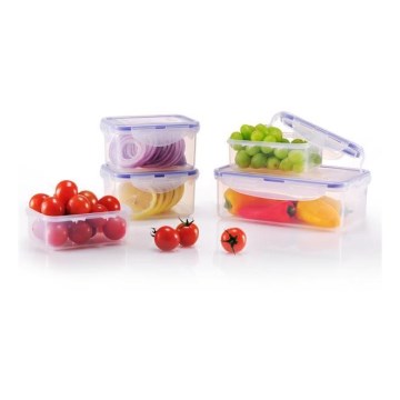 CONJUNTO 5x Recipiente para alimentos LOCK azul/transparente