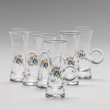 Conjunto 6x copo de licor com pega transparente e padrão de bouquet no. 2